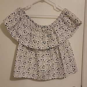 Women's Off-Shoulder Black and White Top